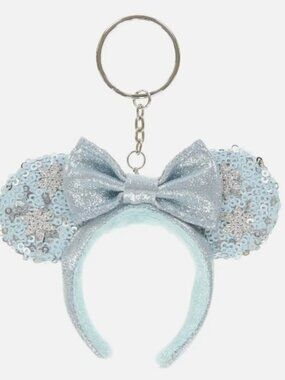 Tokyo Disney Mini Princess Elsa Ears Headband Keychain Frozen Sequin Baby Blue